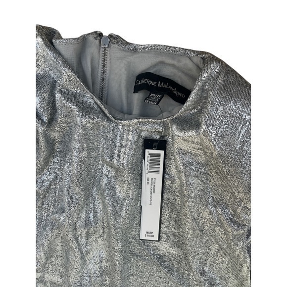 Catherine Malandrino Silver Metallic Ruched Sheath Dress XS MCD20502 New - Picture 3 of 4